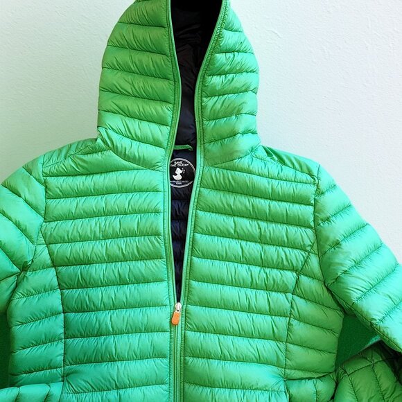 Save The Duck Women's SZ 5/XXL Neon Green Long Sleeve Lightweight Puffer Jacket - Picture 10 of 14